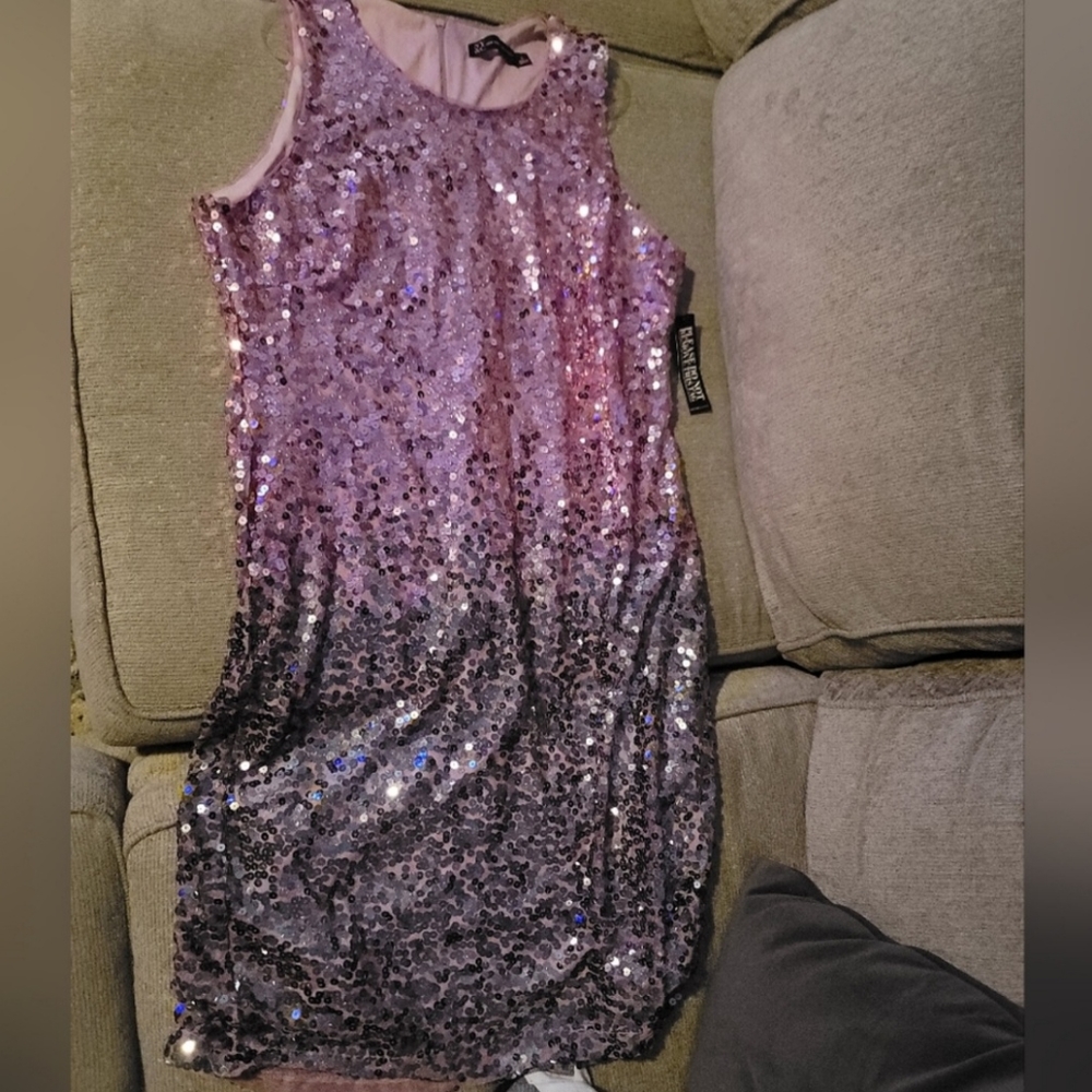 Purple ombre sequin dress